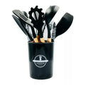 Kit Completo para Cozinha – 12 Utensílios em Silicone com Cabo de Madeira + Suporte