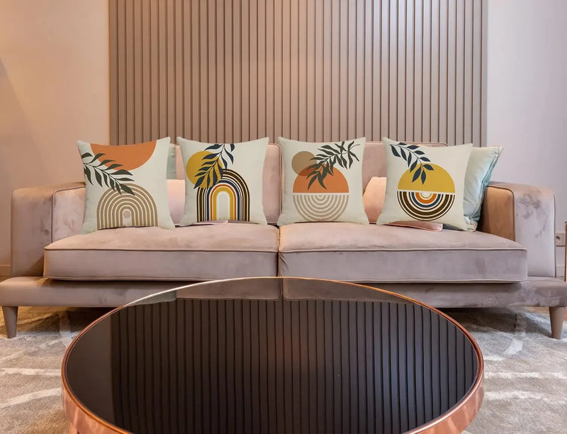 Capa de Almofada Boho Abstrata – Arco-Íris e Pôr do Sol Minimalista para Sua Decoração