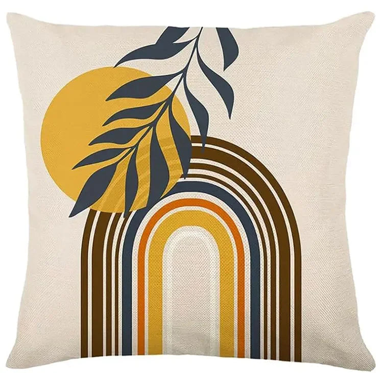Capa de Almofada Boho Abstrata – Arco-Íris e Pôr do Sol Minimalista para Sua Decoração