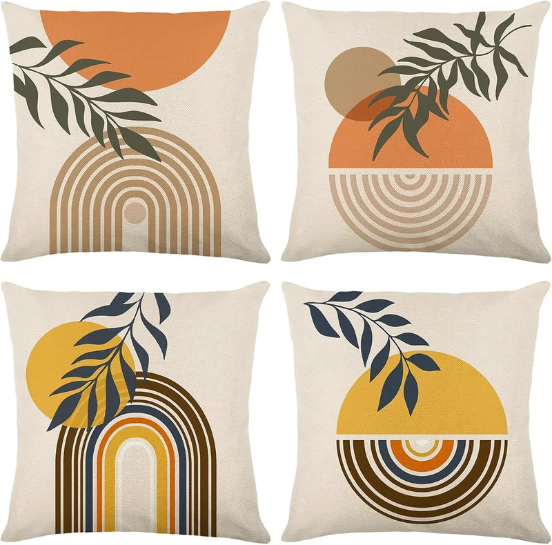 Capa de Almofada Boho Abstrata – Arco-Íris e Pôr do Sol Minimalista para Sua Decoração