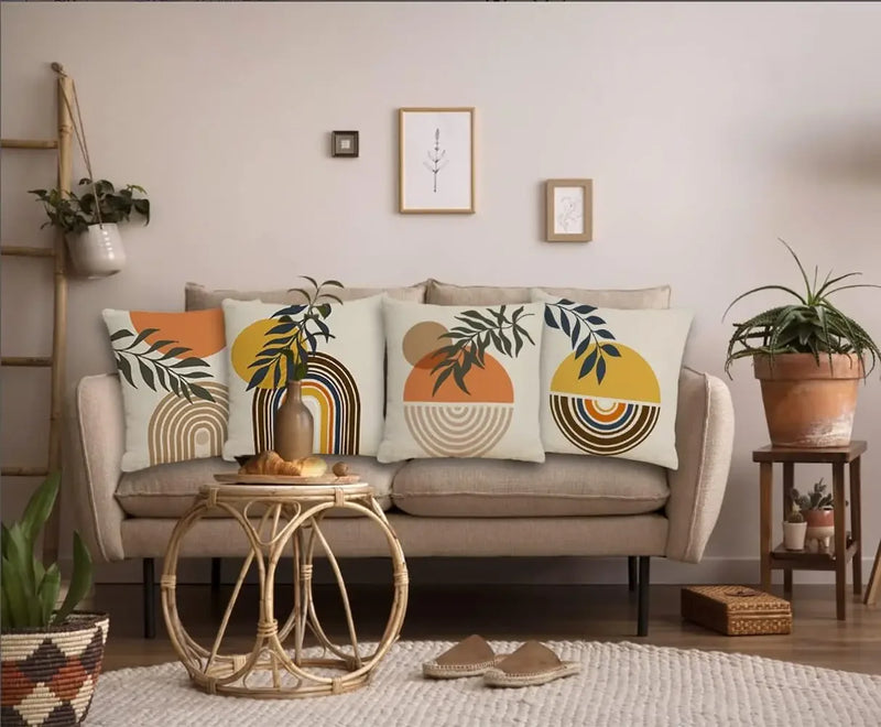 Capa de Almofada Boho Abstrata – Arco-Íris e Pôr do Sol Minimalista para Sua Decoração